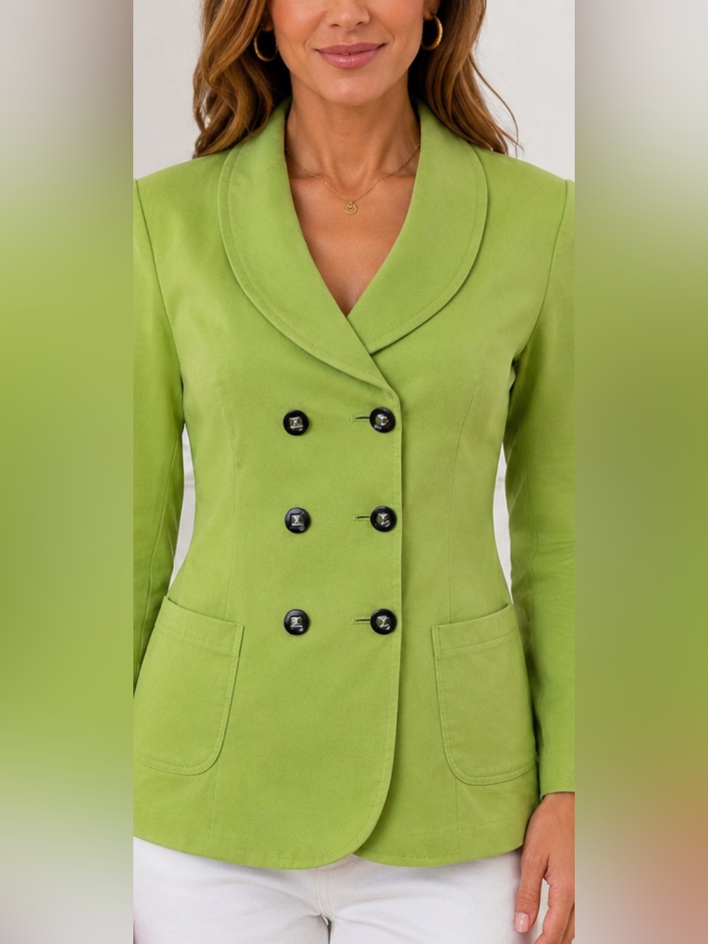 Tahari Arthur S. Levine Lime Green Double Breasted Blazer Women’s Size 14